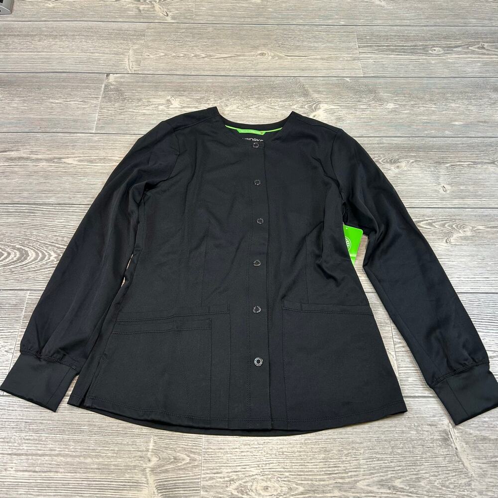 HH Works Megan Snap Front Warm-Up Jacket XS Black NWT